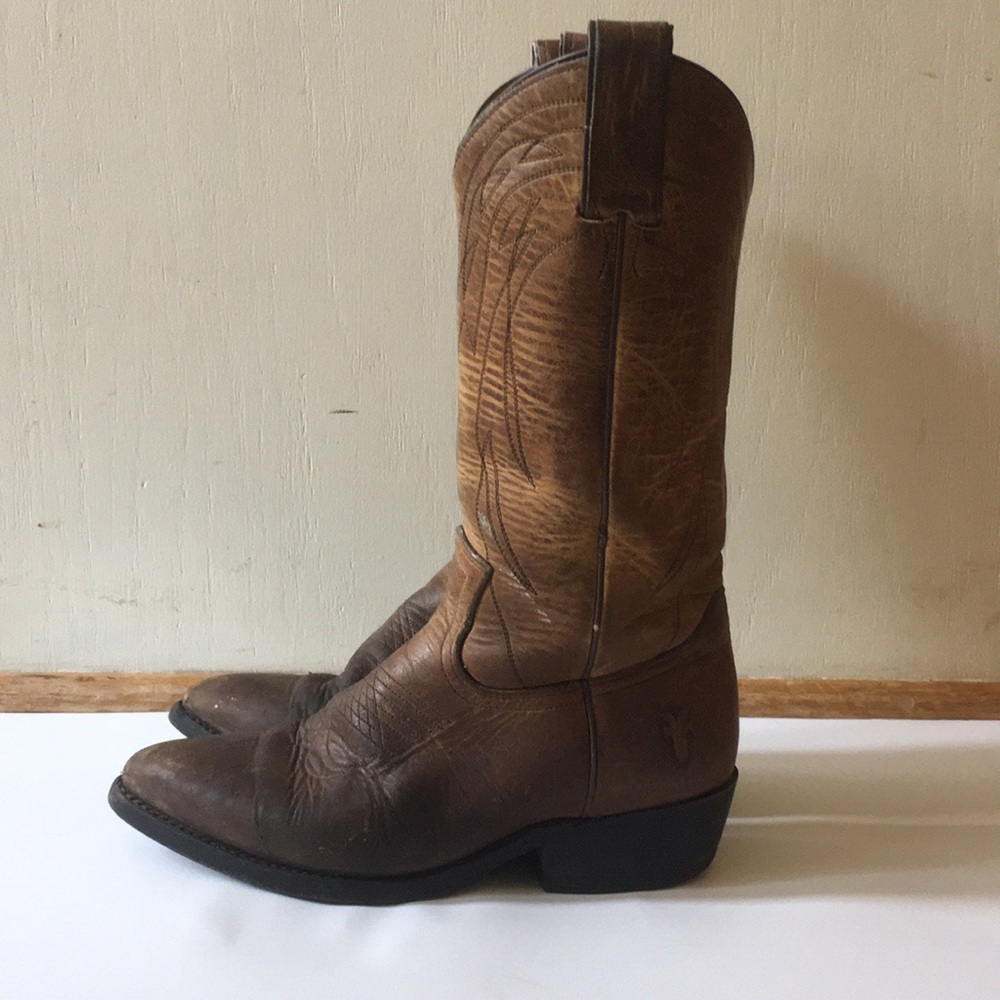 Frye Brown Billy Leather Pull On Cowboy Boots- 7.5